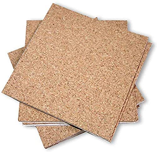Self-Adhesive Cork Tiles w/Square Corners, 3-1/2” x 3-1/2, 3-3/4” x 3-3/4” & 4” x 4”